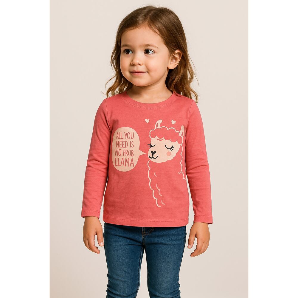 No Prob-llama” Pink Long Sleeve Shirt Simple Joys by Carter’s 4T